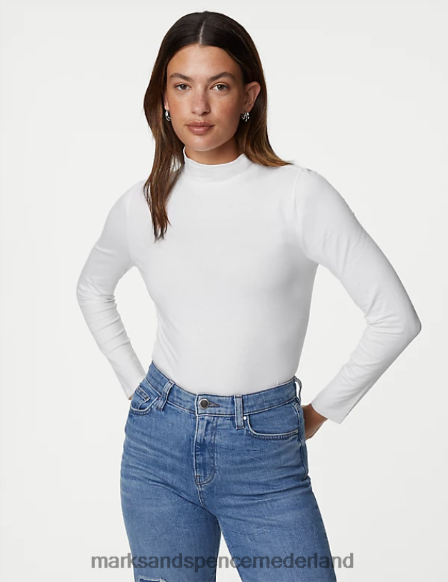 Marks & Spencer vrouwen 2 stuks katoenrijke slim-fit tops zwarte mix kleding N8VZP2719