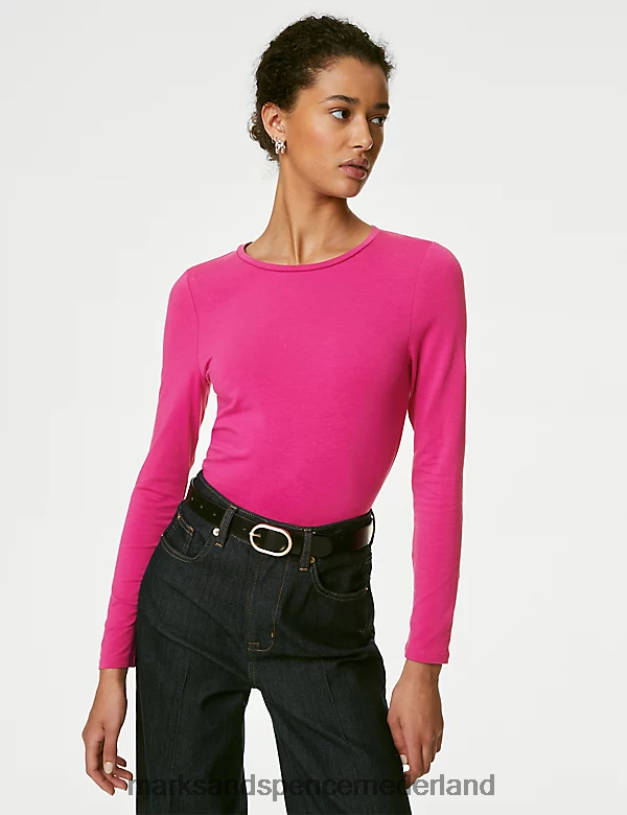 Marks & Spencer vrouwen 2 stuks katoenrijke tops roze mix kleding N8VZP84