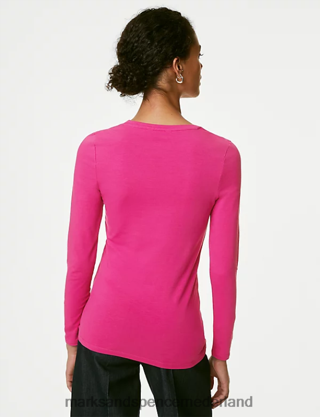 Marks & Spencer vrouwen 2 stuks katoenrijke tops roze mix kleding N8VZP84
