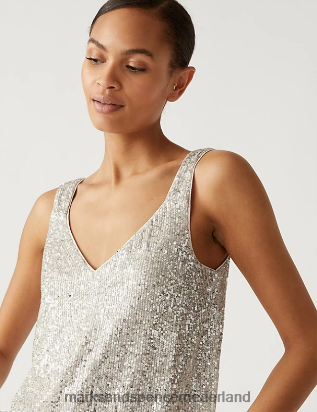 Marks & Spencer vrouwen Cami-topje met pailletten Champagne kleding N8VZP2525
