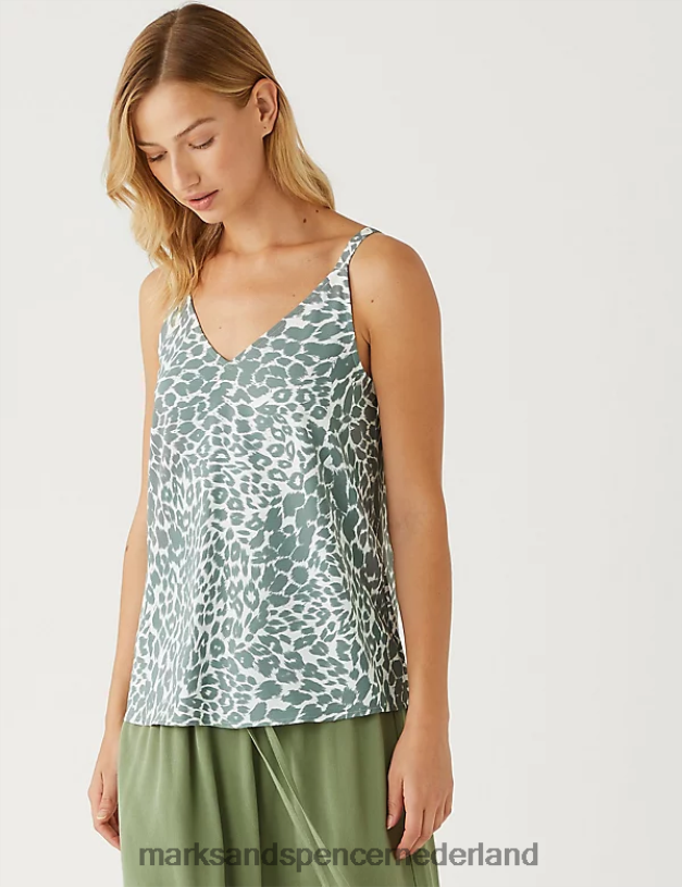 Marks & Spencer vrouwen bedrukte cami-top grijze mix kleding N8VZP3108