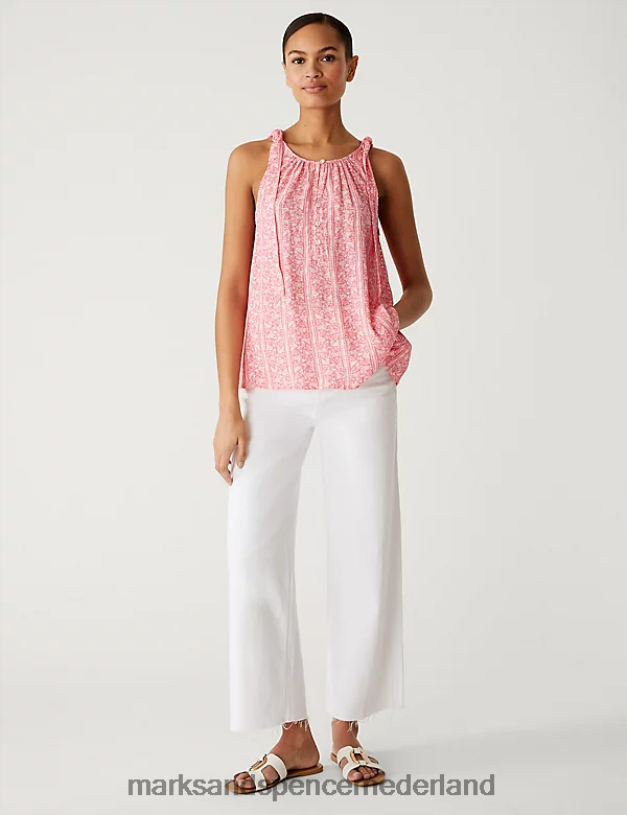 Marks & Spencer vrouwen bedrukte cami-top roze mix kleding N8VZP2984