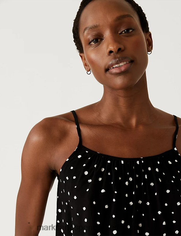 Marks & Spencer vrouwen bedrukte cami-top zwarte mix kleding N8VZP3492