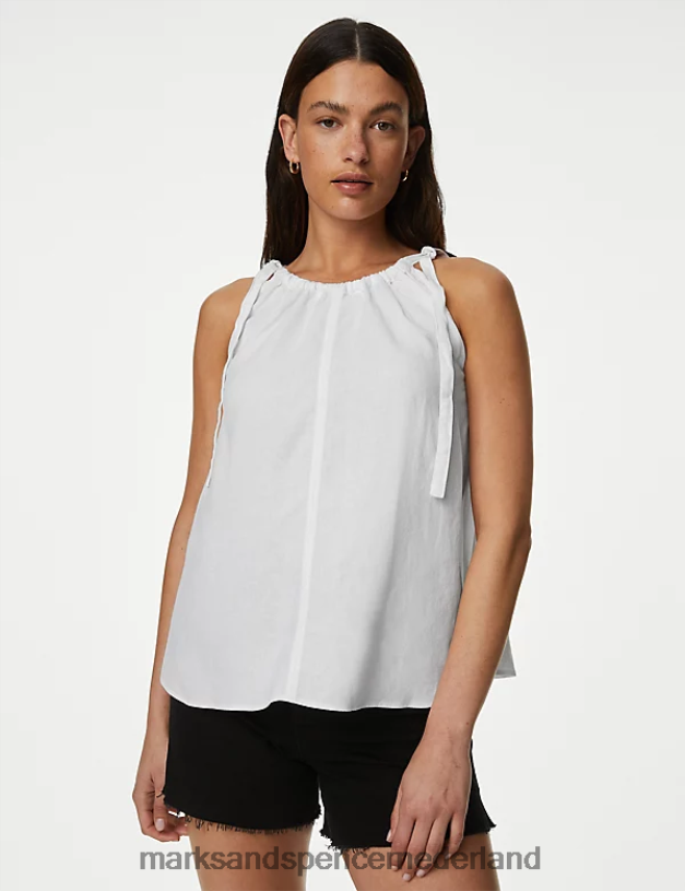 Marks & Spencer vrouwen cami-topje van puur katoen zacht wit kleding N8VZP2486