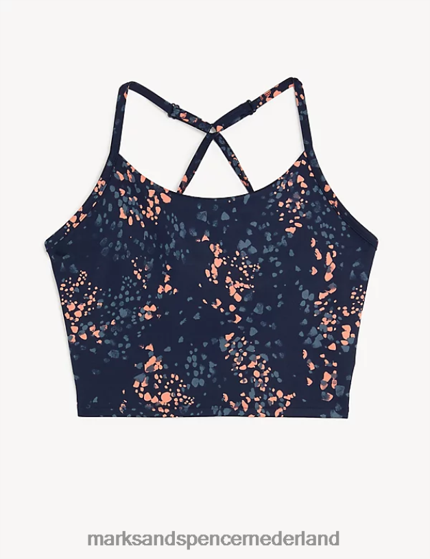 Marks & Spencer vrouwen crop top met gekruiste bandjes en print op de rug helder koraal kleding N8VZP2855