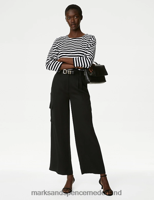 Marks & Spencer vrouwen katoenrijke gestreepte top marine mix kleding N8VZP664