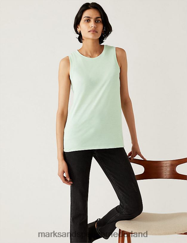 Marks & Spencer vrouwen relaxed vesttopje lichte munt kleding N8VZP2472