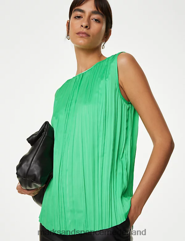 Marks & Spencer vrouwen top van plissévest munt kleding N8VZP2106