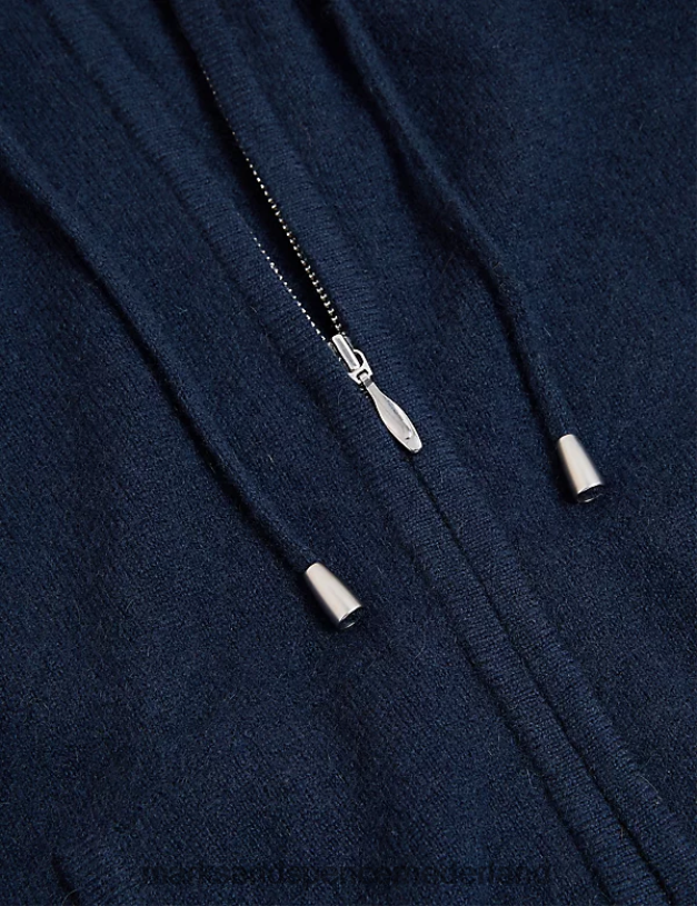 Marks & Spencer vrouwen Gebreide, relaxte hoodie van puur kasjmier marine kleding N8VZP3019