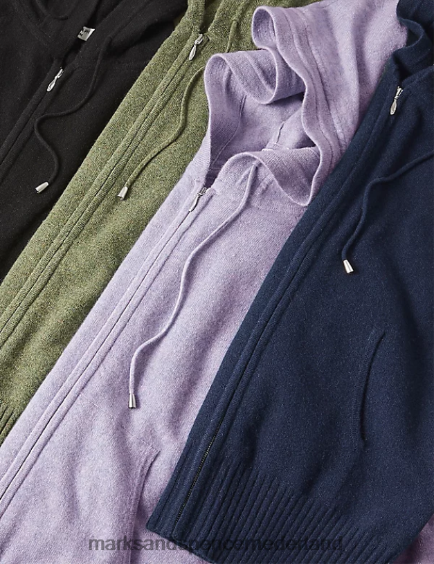 Marks & Spencer vrouwen Gebreide, relaxte hoodie van puur kasjmier marine kleding N8VZP3019
