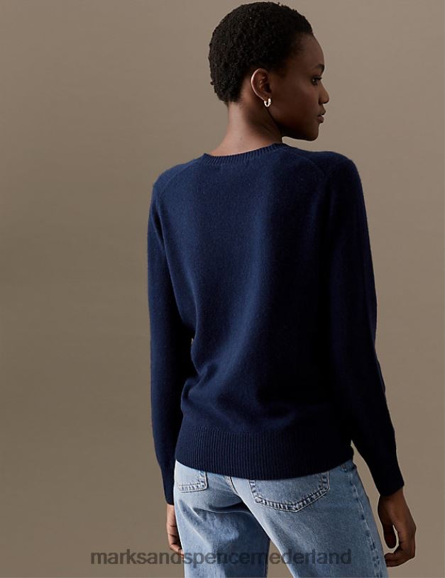 Marks & Spencer vrouwen Trui van puur kasjmier met V-hals marine kleding N8VZP2034