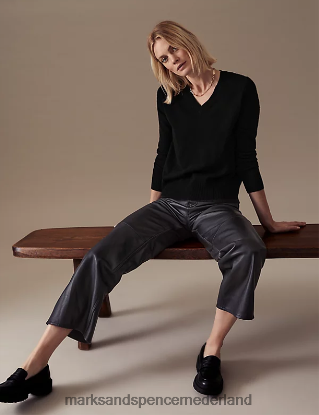 Marks & Spencer vrouwen Trui van puur kasjmier met V-hals zwart kleding N8VZP2031
