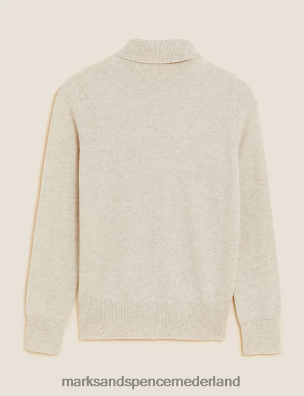 Marks & Spencer vrouwen Trui van puur kasjmier met rolkraag havermout mix kleding N8VZP3425