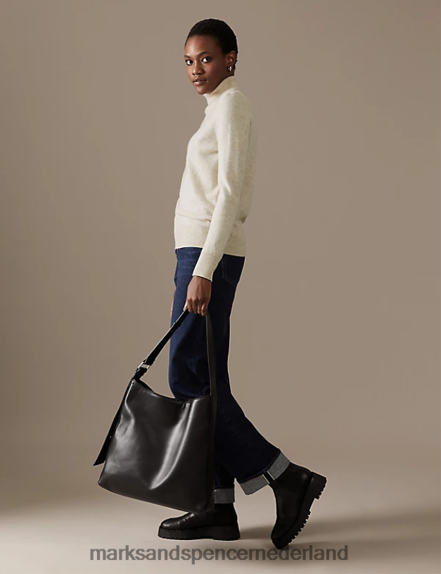 Marks & Spencer vrouwen Trui van puur kasjmier met rolkraag havermout mix kleding N8VZP3425