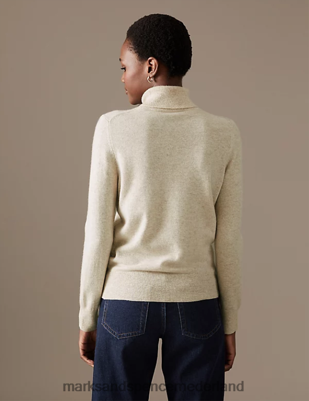 Marks & Spencer vrouwen Trui van puur kasjmier met rolkraag havermout mix kleding N8VZP3425