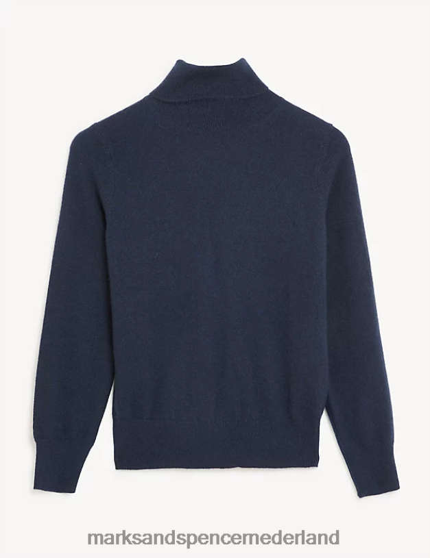 Marks & Spencer vrouwen Trui van puur kasjmier met rolkraag medium marine kleding N8VZP3424