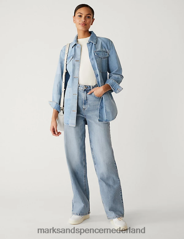 Marks & Spencer vrouwen katoenrijke geribde gebreide top met ronde hals ivoor kleding N8VZP1435