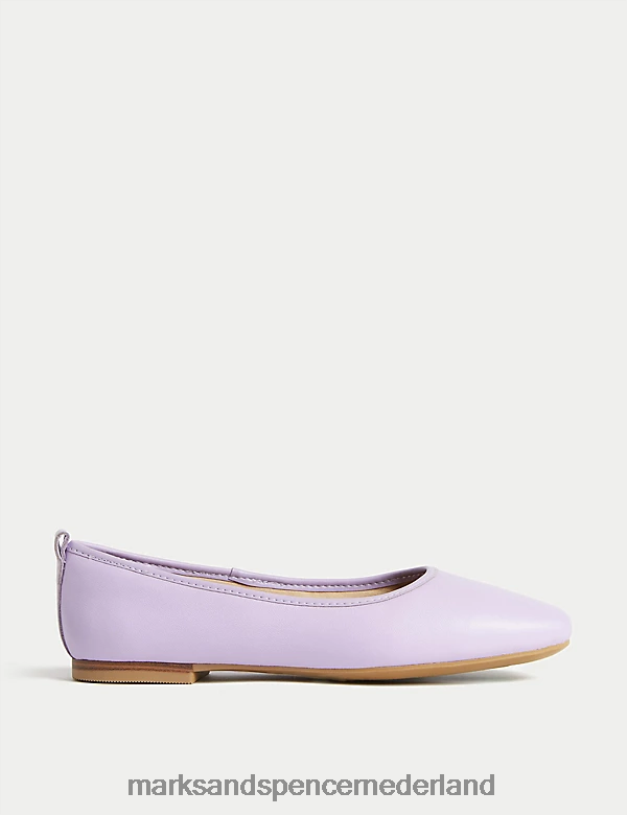 Marks & Spencer vrouwen leren ballerina's medium lila schoenen N8VZP914