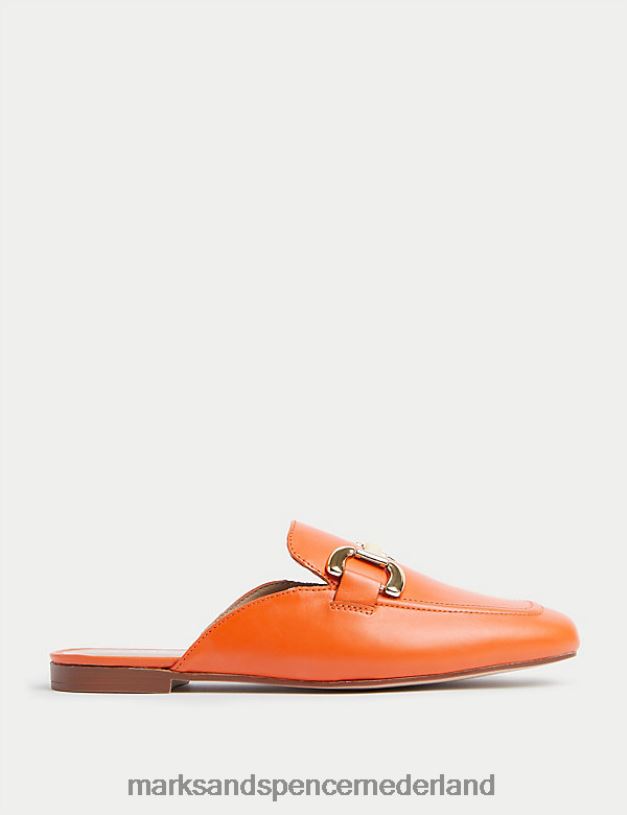 Marks & Spencer vrouwen leren platte loafers mandarijn schoenen N8VZP1773