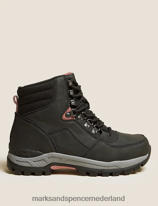 Marks & Spencer vrouwen Platte wandelschoenen met veters zwart schoenen N8VZP3275
