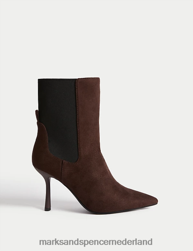 Marks & Spencer vrouwen Puntige enkellaarsjes met stilettohak espresso schoenen N8VZP1952