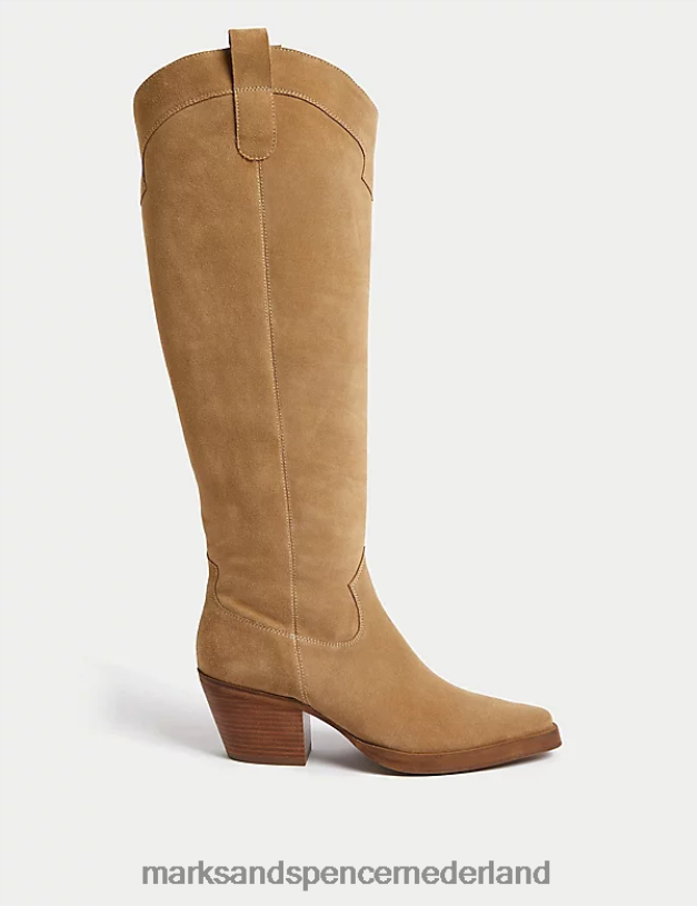Marks & Spencer vrouwen Suede koe jongen kniehoge laarzen nerts schoenen N8VZP1713