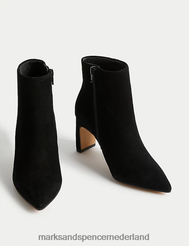 Marks & Spencer vrouwen Suede statement puntige enkellaarsjes zwarte mix schoenen N8VZP1835