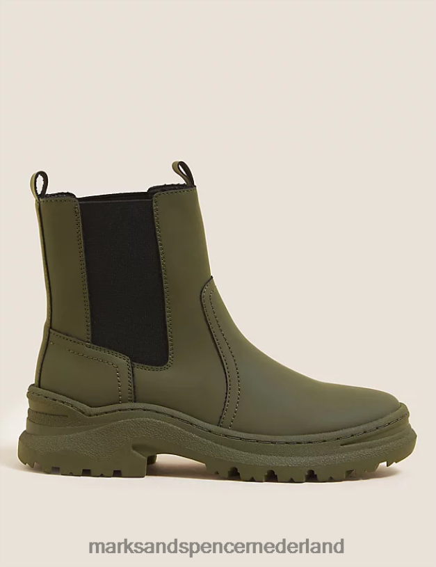Marks & Spencer vrouwen dikke chelsea enkellaarzen khaki schoenen N8VZP1246
