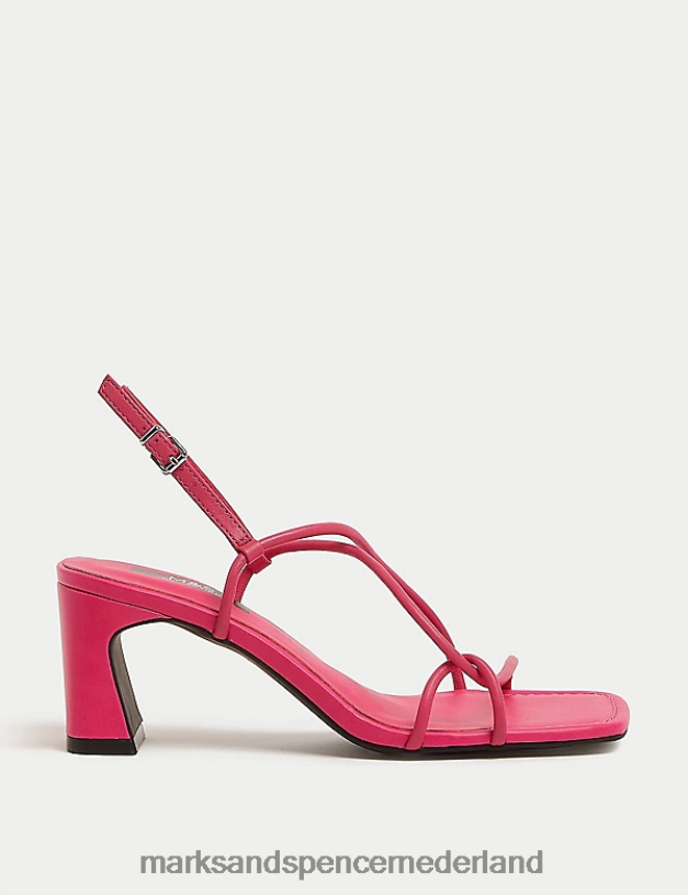 Marks & Spencer vrouwen statement sandalen met leren bandjes cerise schoenen N8VZP1735