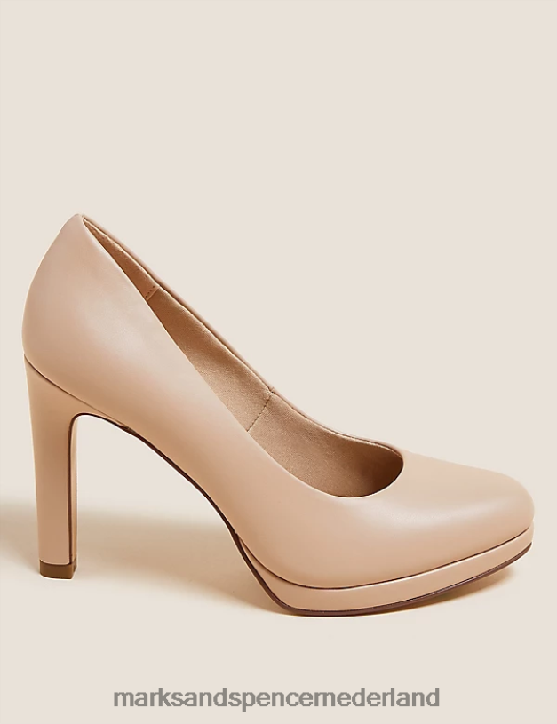 Marks & Spencer vrouwen platform pumps donkere amandel schoenen N8VZP1937
