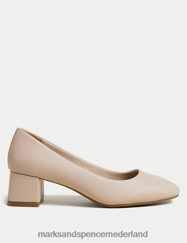 Marks & Spencer vrouwen schoenen met brede pasvorm en blokhak met vierkante neus opaline schoenen N8VZP3210