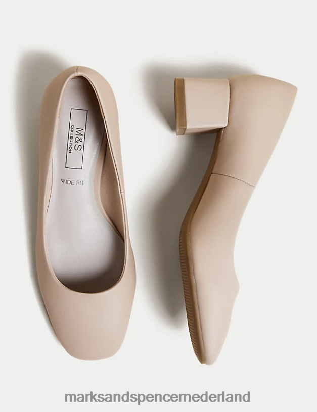 Marks & Spencer vrouwen schoenen met brede pasvorm en blokhak met vierkante neus opaline schoenen N8VZP3210