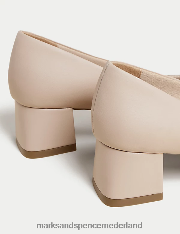 Marks & Spencer vrouwen schoenen met brede pasvorm en blokhak met vierkante neus opaline schoenen N8VZP3210