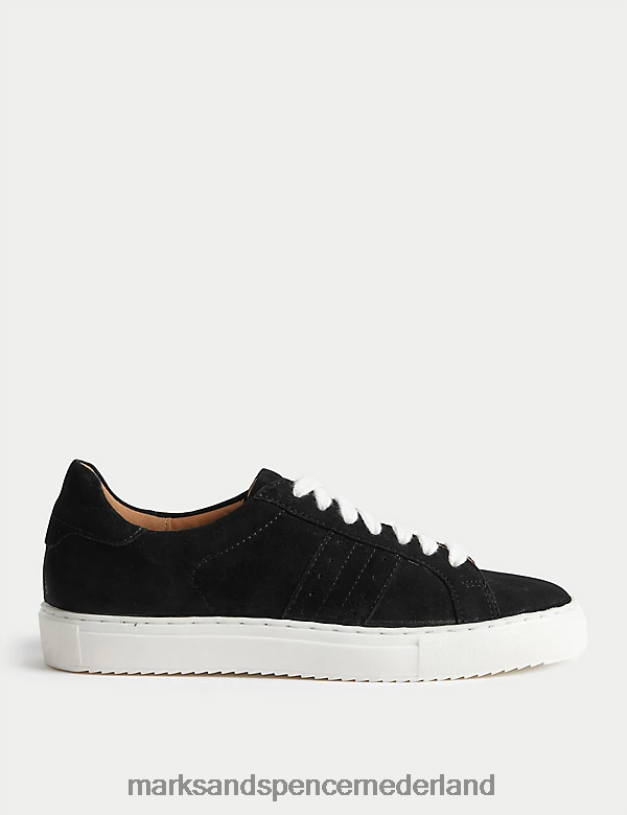 Marks & Spencer vrouwen Suède sneakers met veters zwart schoenen N8VZP3230
